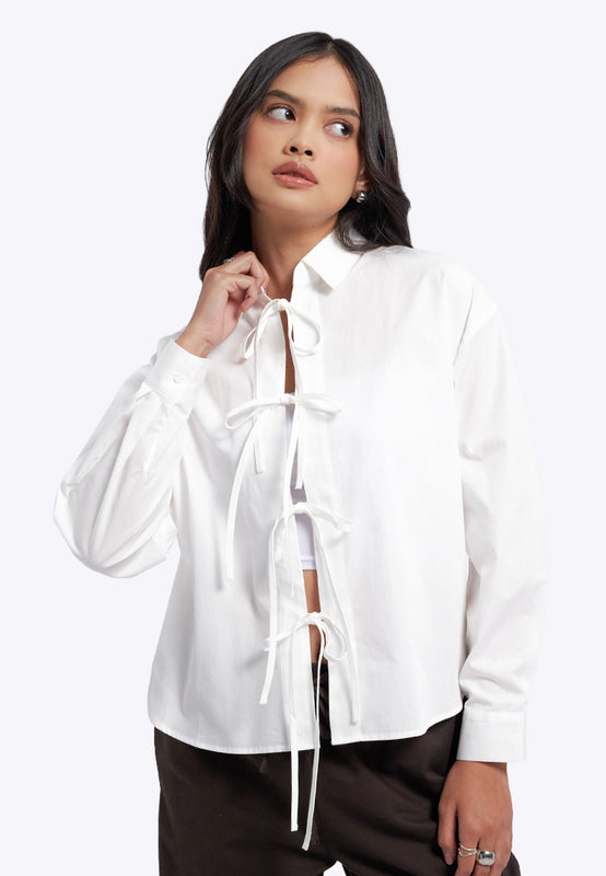 Long Sleeve Shirt with Tied Details