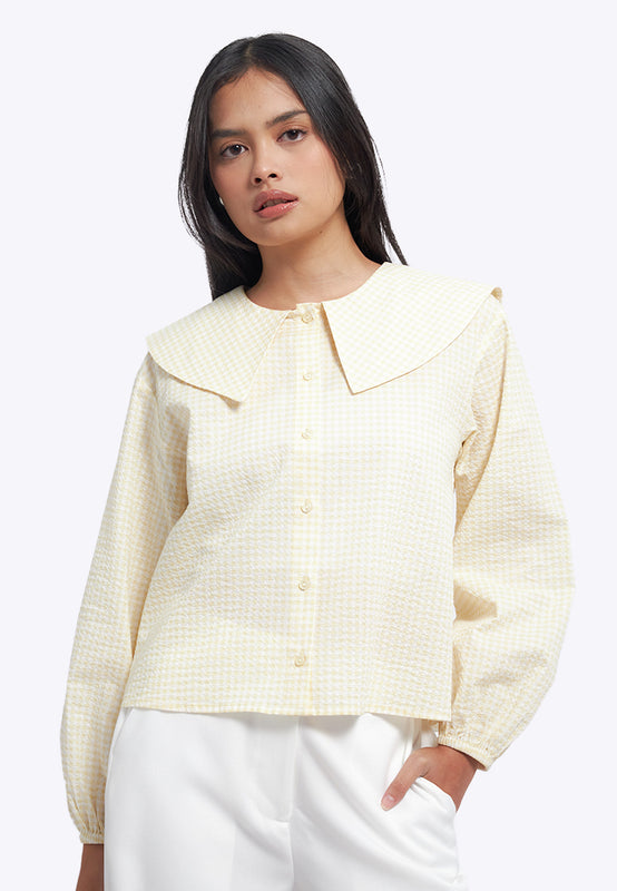 Peterpan Collar Textured Blouse