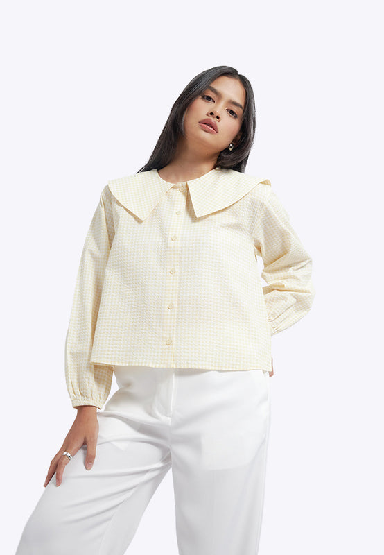 Peterpan Collar Textured Blouse