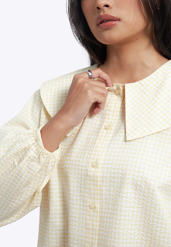 Peterpan Collar Textured Blouse