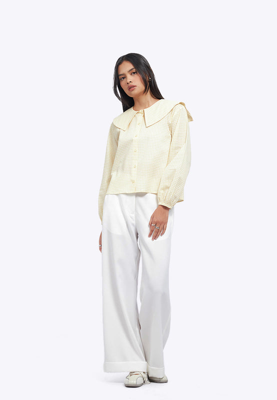 Peterpan Collar Textured Blouse