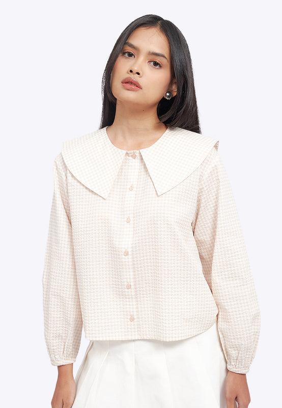 Peterpan Collar Textured Blouse