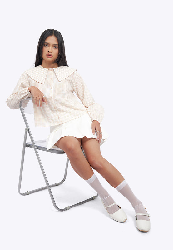 Peterpan Collar Textured Blouse