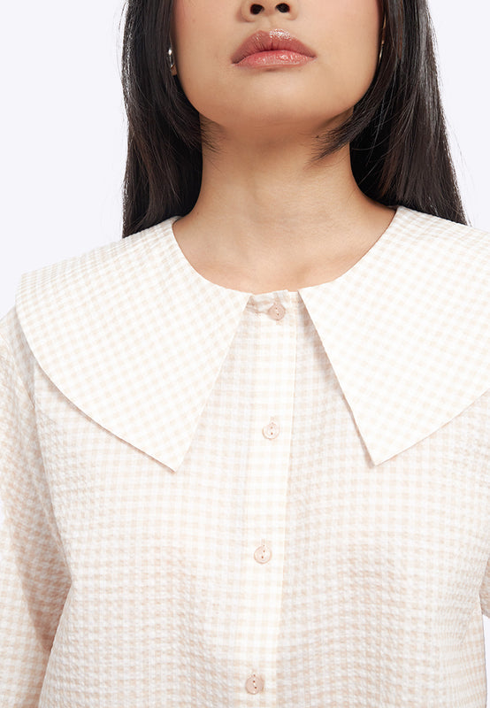 Peterpan Collar Textured Blouse