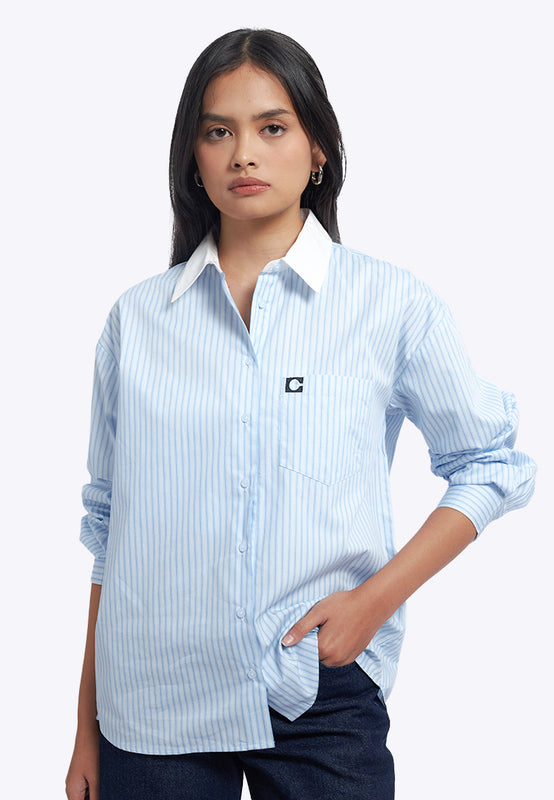 Logo Details Long Sleeve Stripes Shirt