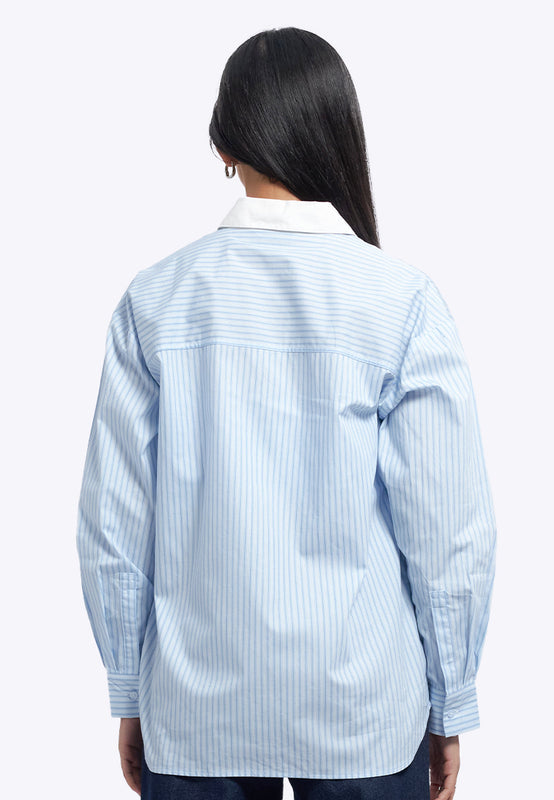 Logo Details Long Sleeve Stripes Shirt