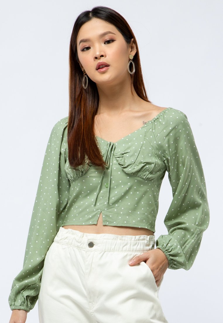 Printed V-neck Long Sleeve Tops