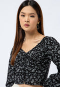 Printed V-neck Long Sleeve Tops
