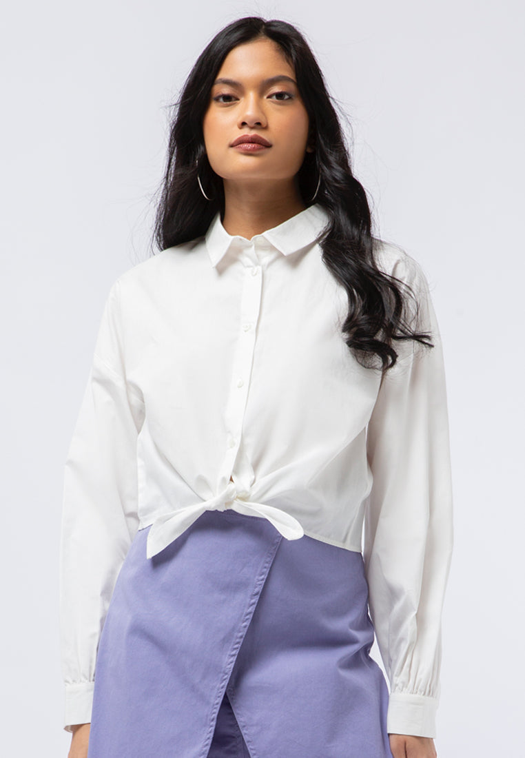 Long Sleeve Shirt with Tied Hem