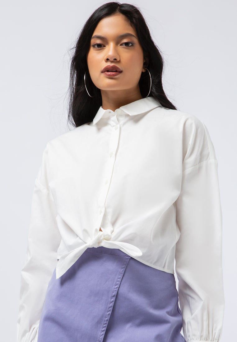Long Sleeve Shirt with Tied Hem