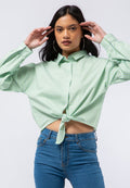 Long Sleeve Shirt with Tied Hem