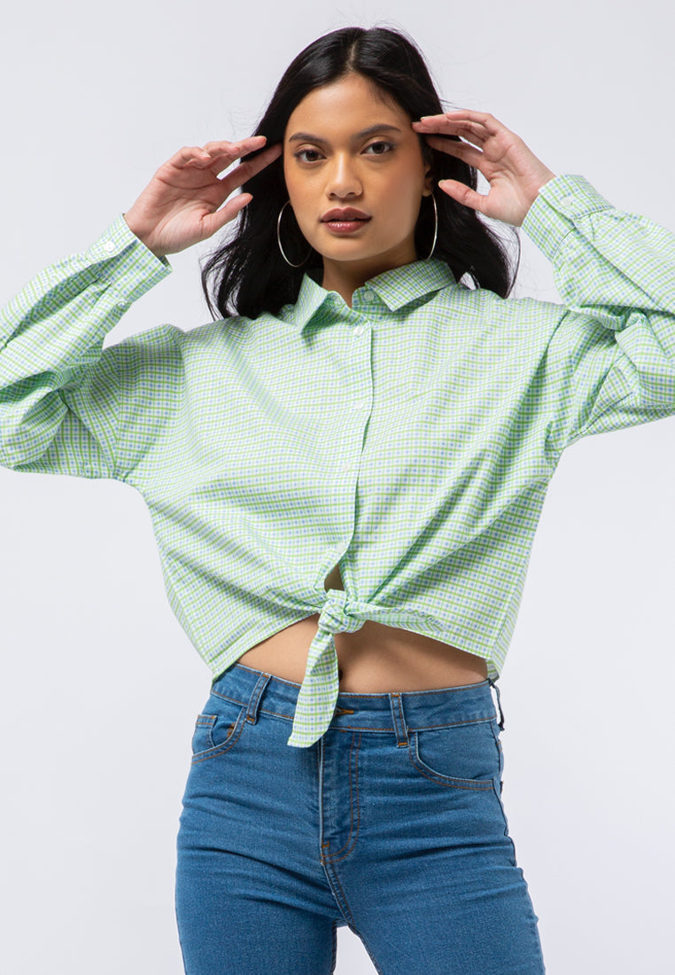 Long Sleeve Shirt with Tied Hem