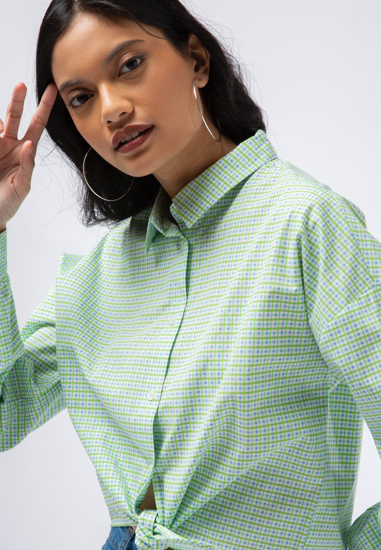 Long Sleeve Shirt with Tied Hem