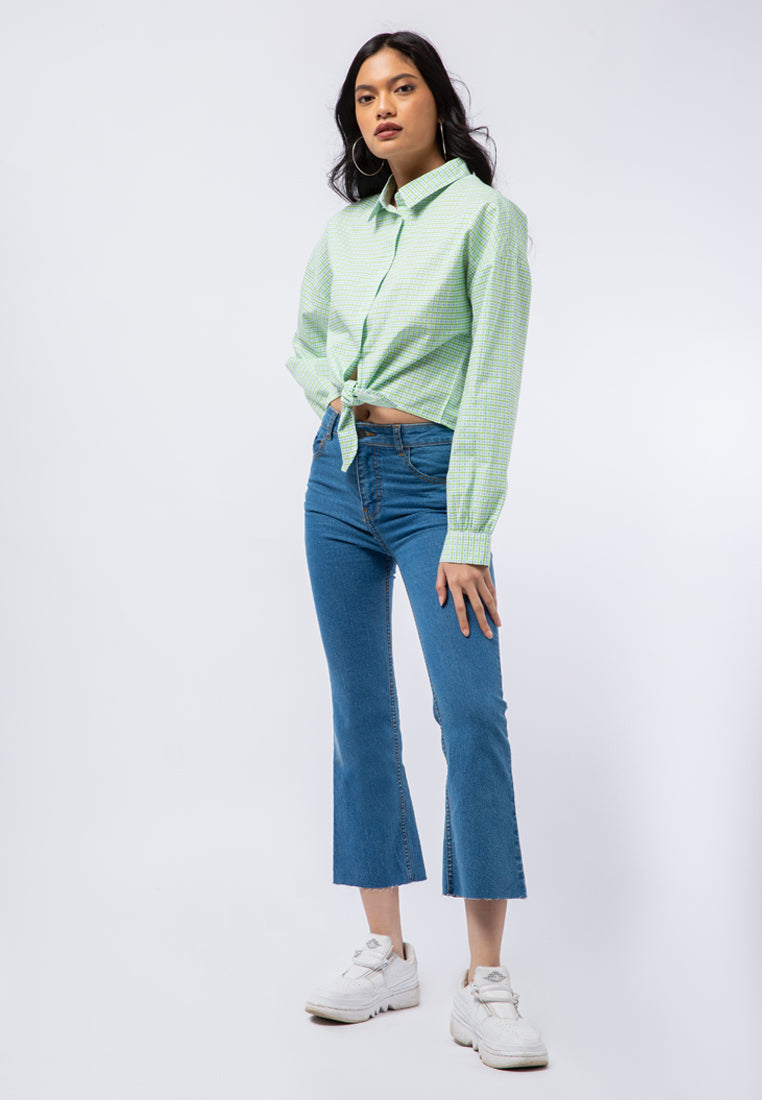 Long Sleeve Shirt with Tied Hem