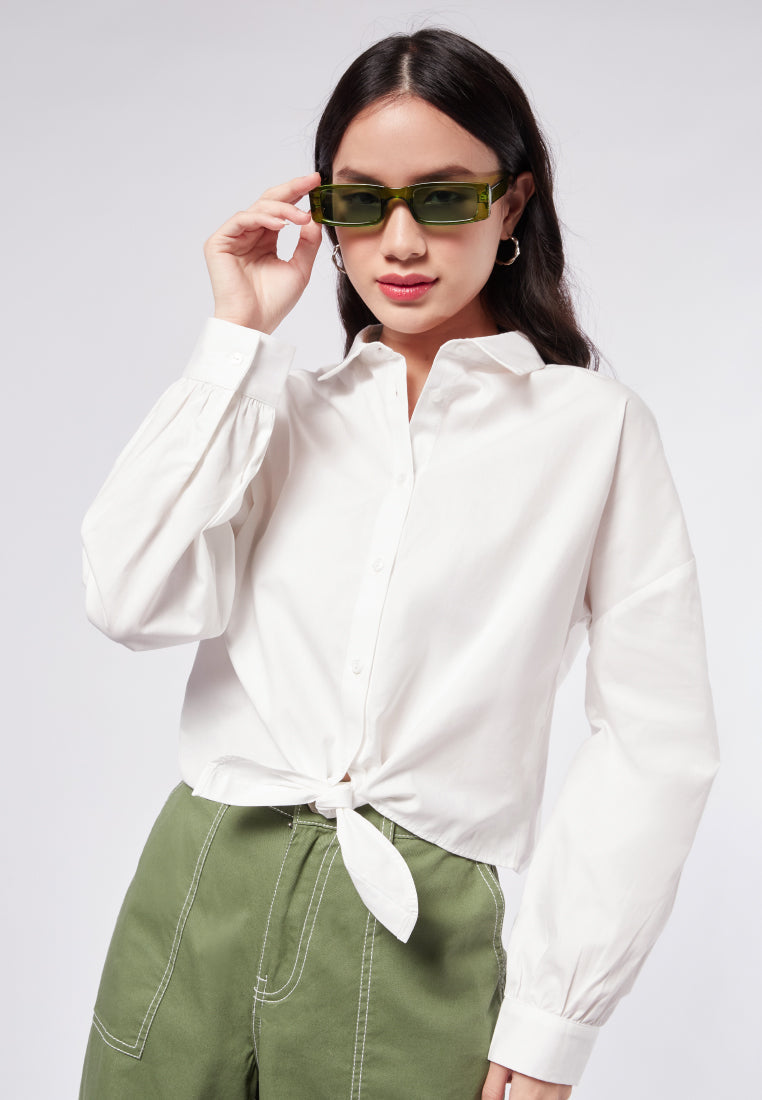 Tied Hem Long Sleeve Blouse