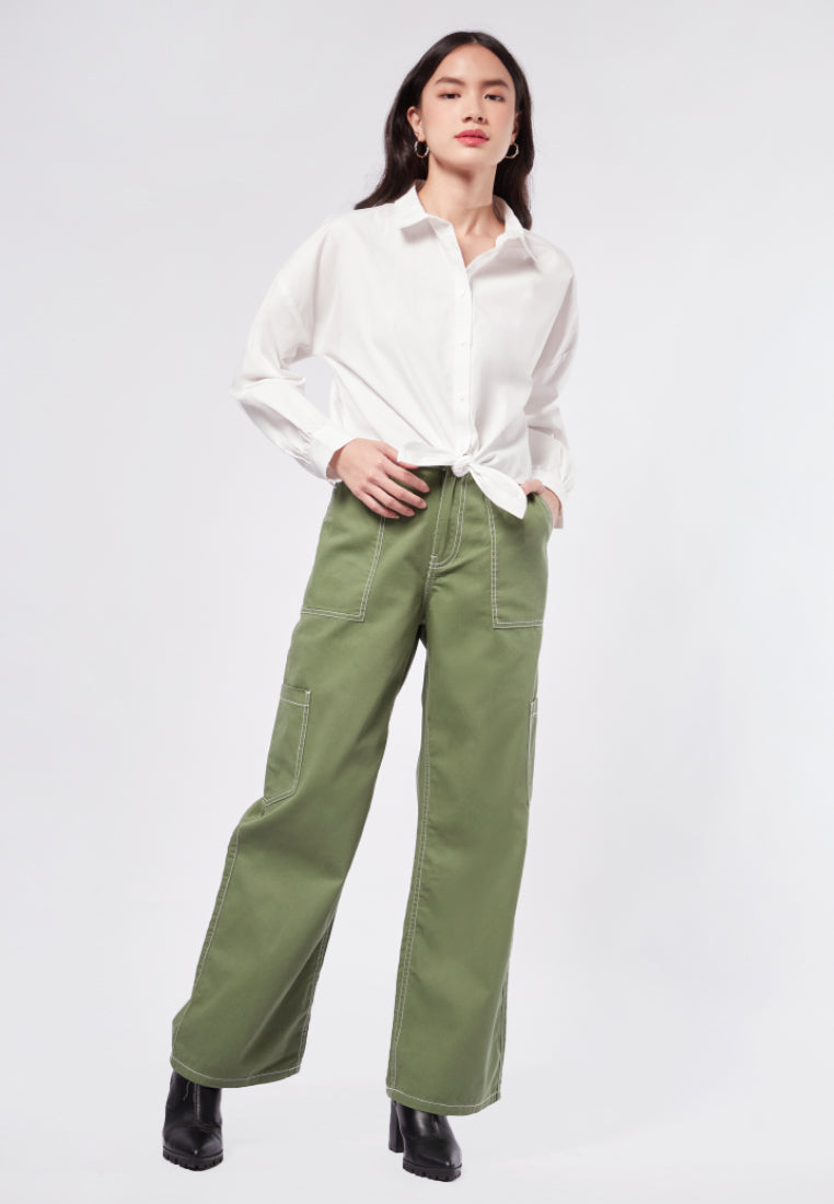 Tied Hem Long Sleeve Blouse