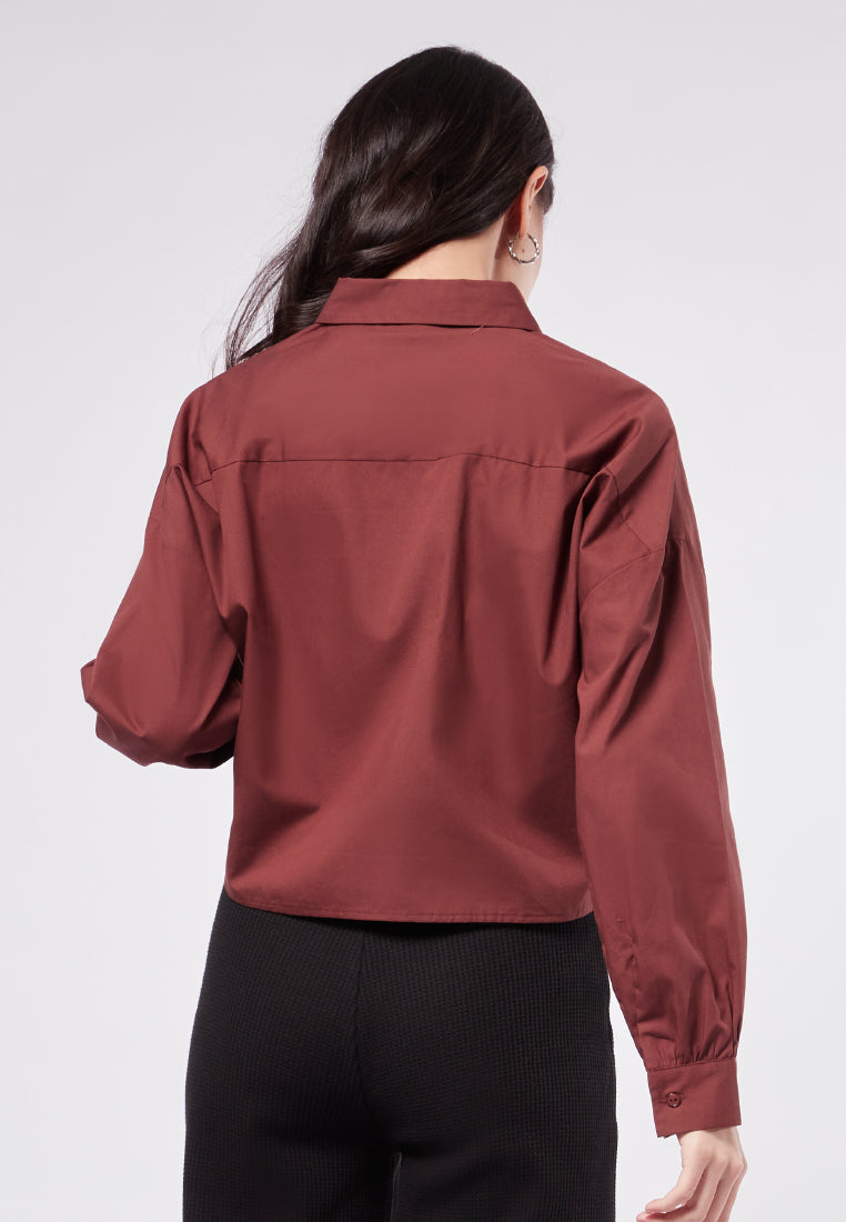 Tied Hem Long Sleeve Blouse