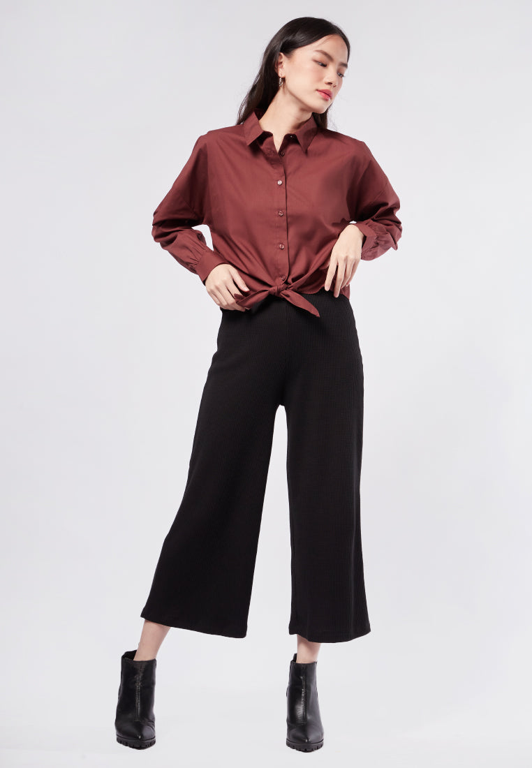 Tied Hem Long Sleeve Blouse