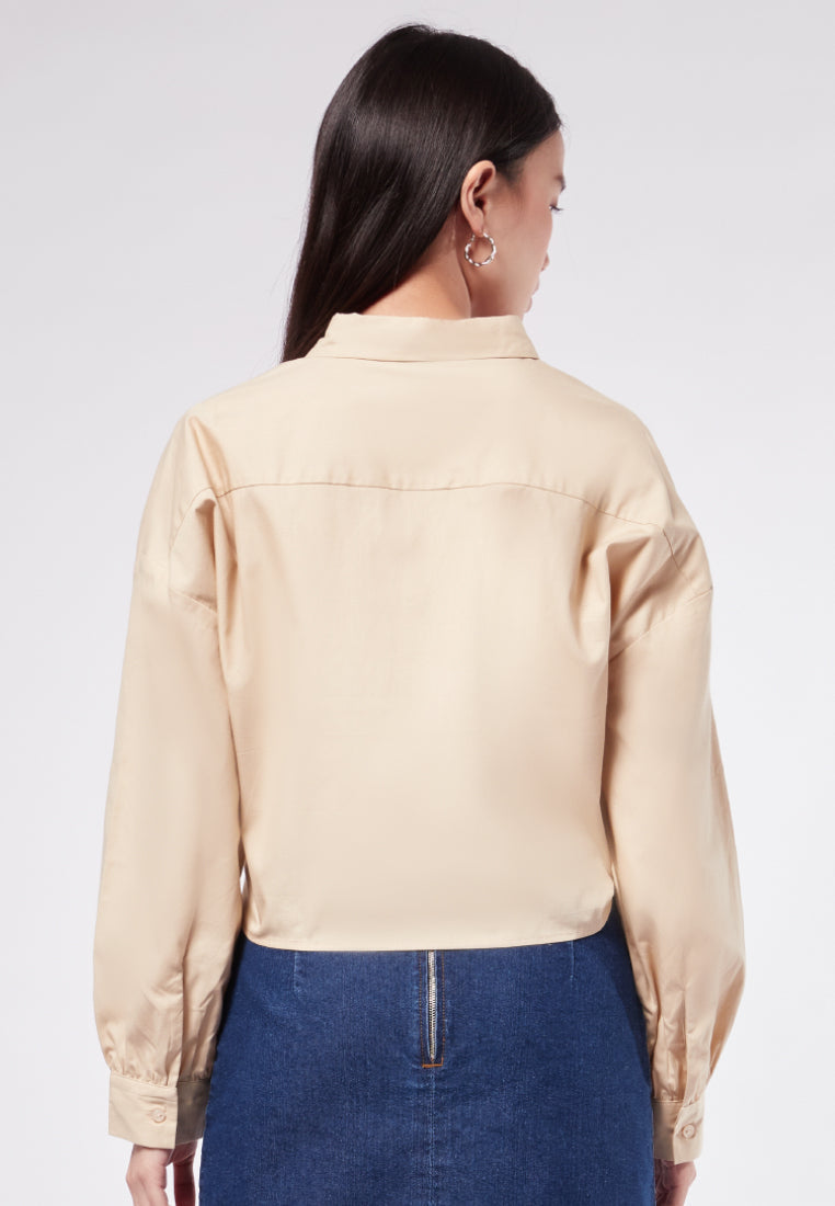 Tied Hem Long Sleeve Blouse