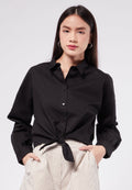 Tied Hem Long Sleeve Blouse