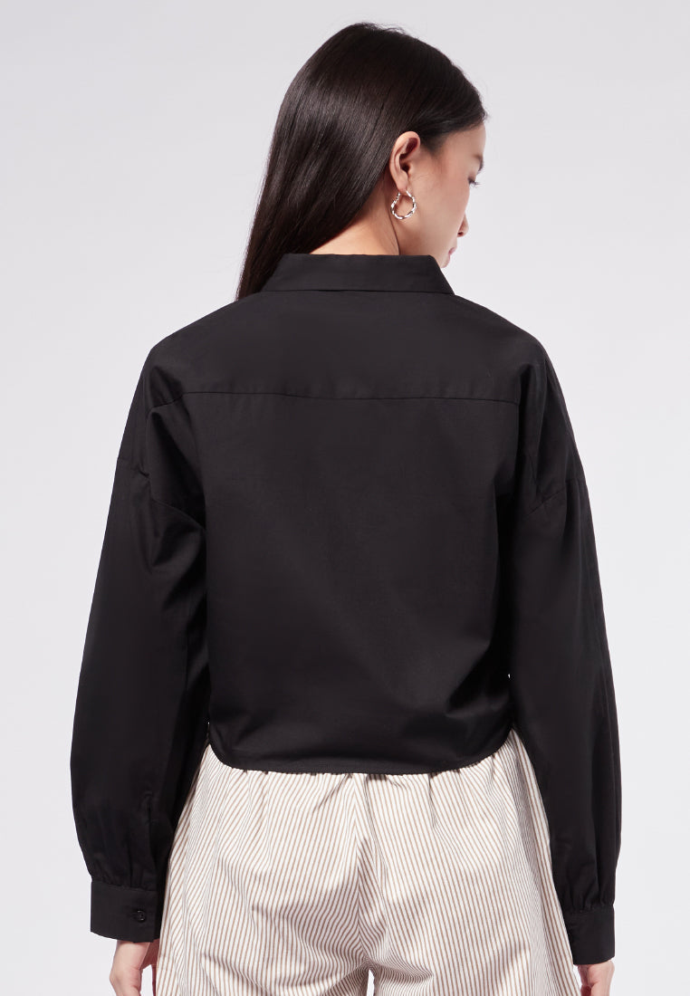 Tied Hem Long Sleeve Blouse