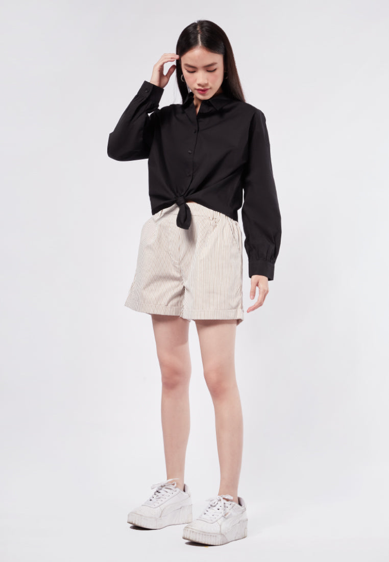 Tied Hem Long Sleeve Blouse