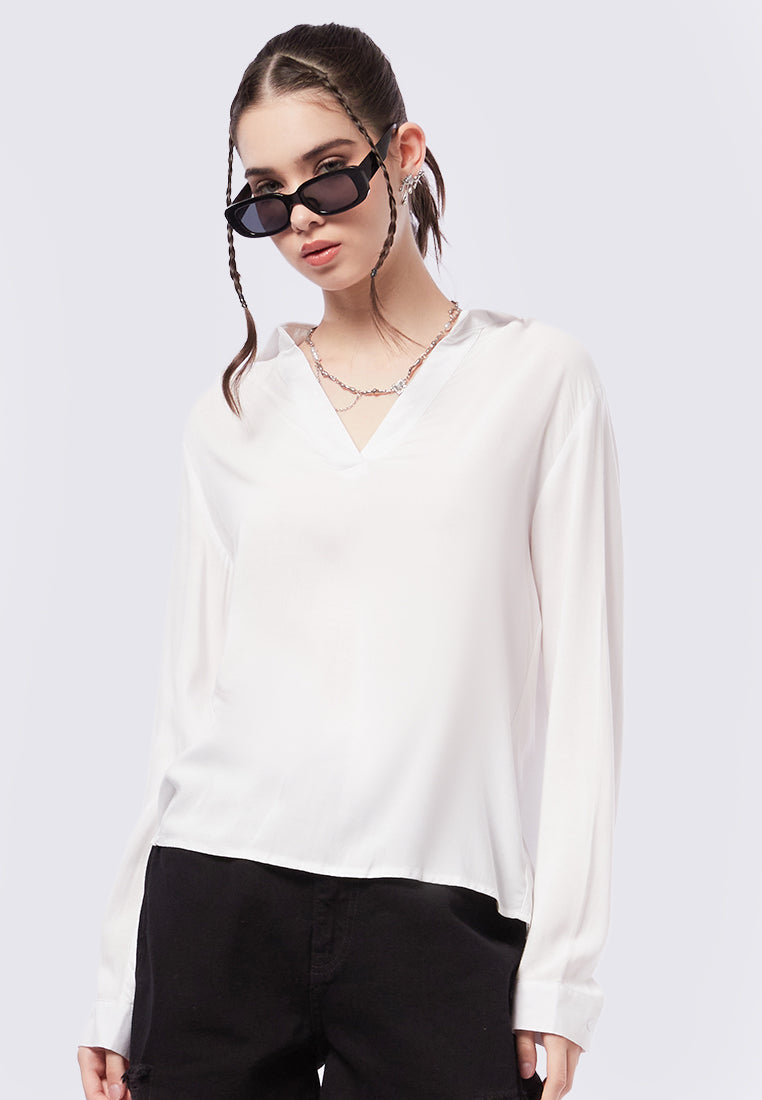 V-Neck Long Sleeve Blouse