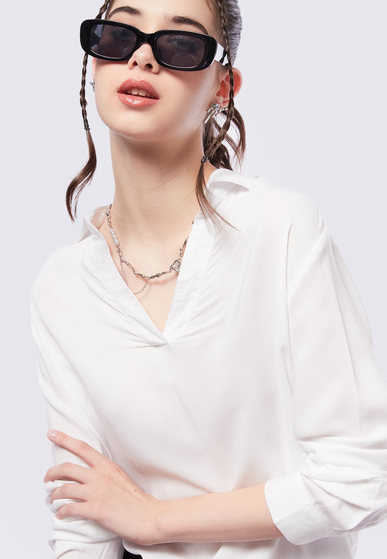 V-Neck Long Sleeve Blouse
