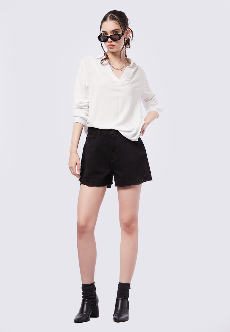 V-Neck Long Sleeve Blouse