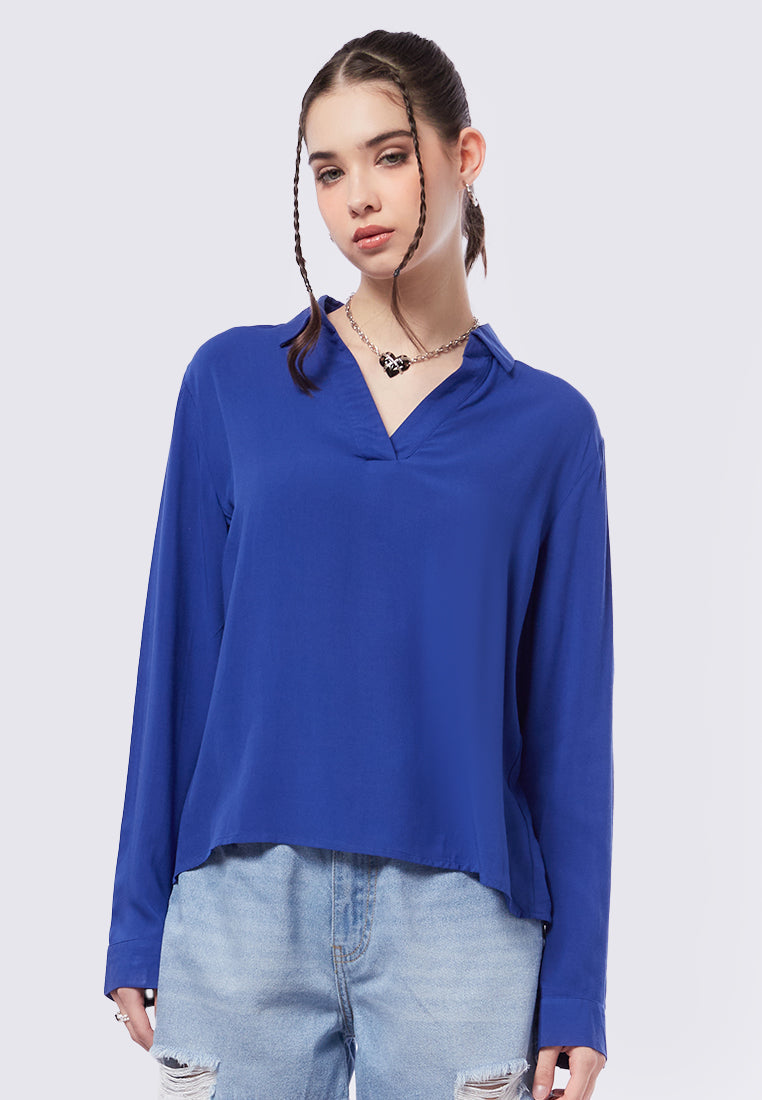 V-Neck Long Sleeve Blouse