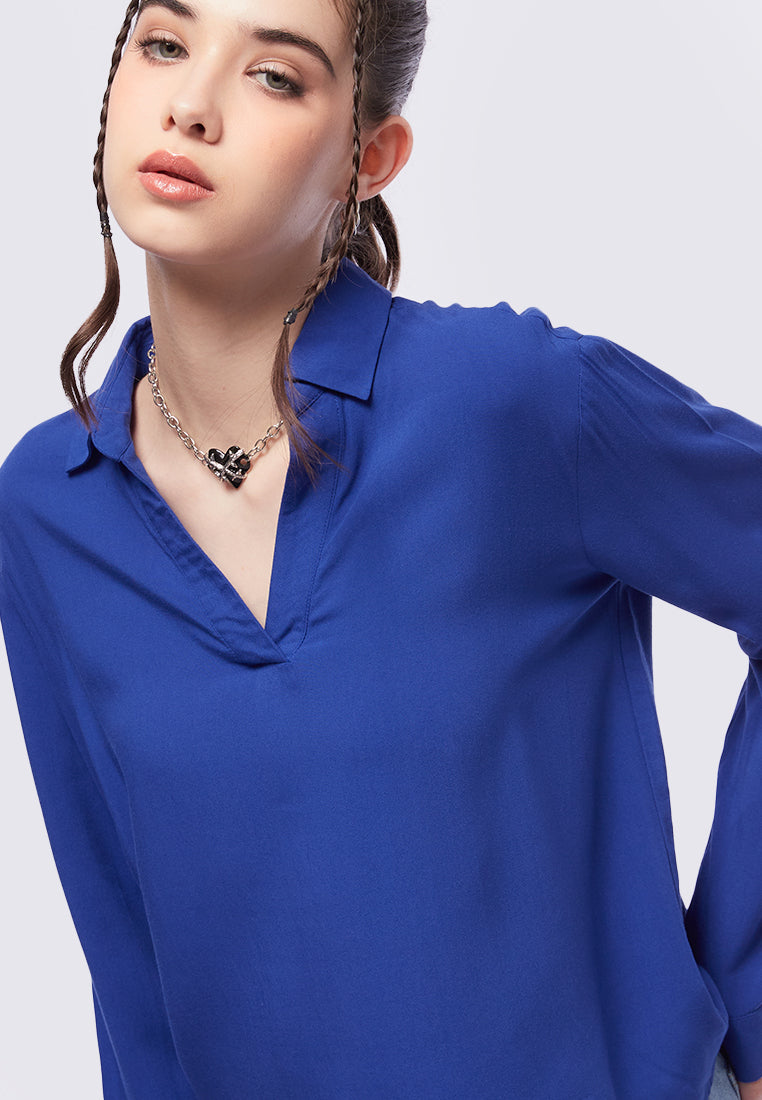 V-Neck Long Sleeve Blouse