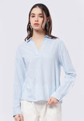 Stripe V-Neck Long Sleeve Blouse