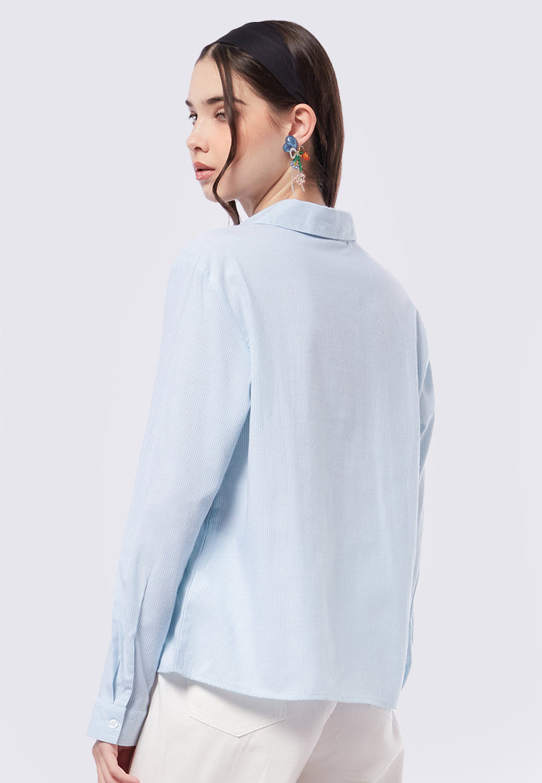 Stripe V-Neck Long Sleeve Blouse