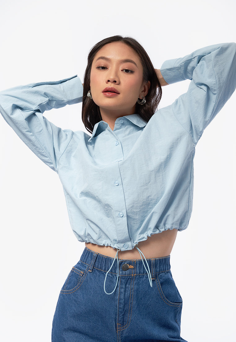 Elastic Hem Balloon Shirt