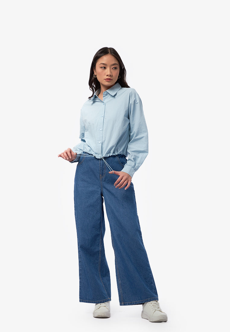 Elastic Hem Balloon Shirt