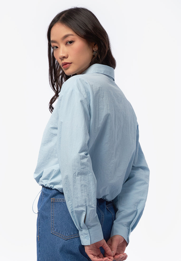 Elastic Hem Balloon Shirt