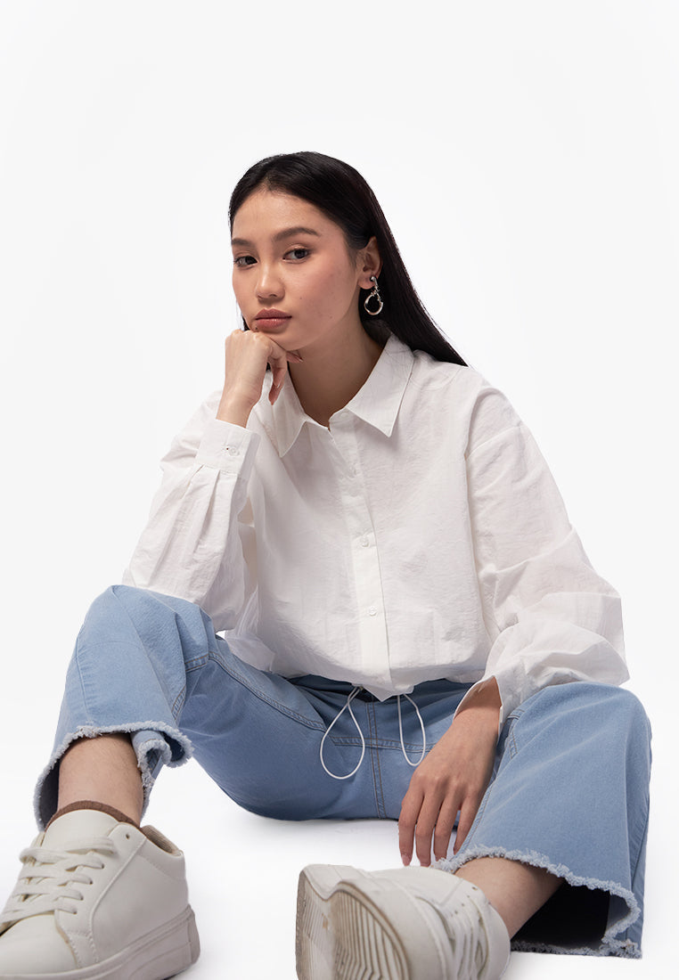 Elastic Hem Balloon Shirt