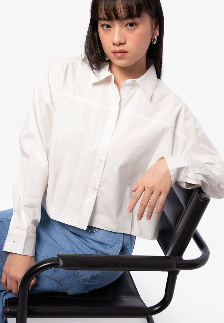 Button Up Long Sleeve Shirt Off White