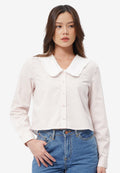 Wide Collar Long Sleeve Blouse L.Pink