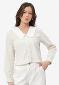 Wide Collar Long Sleeve Blouse Sage