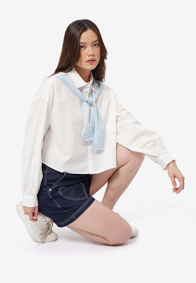 Long Sleeve Button Up Shirt Off White