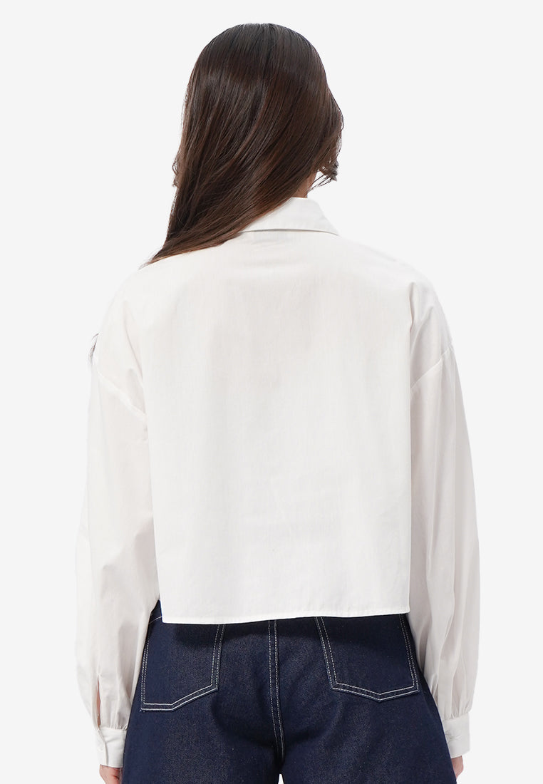 Long Sleeve Button Up Shirt Off White