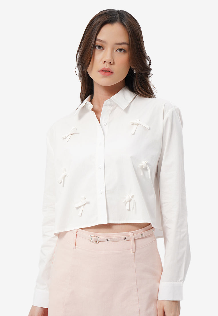 Long Sleeve Shirt with Ribbon Details
