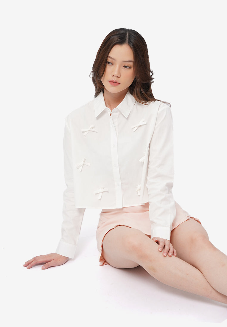 Long Sleeve Shirt with Ribbon Details
