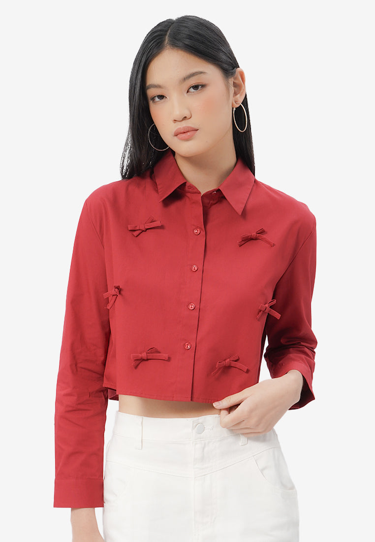 Long Sleeve Shirt with Ribbon Details