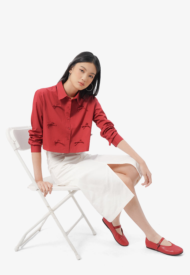 Long Sleeve Shirt with Ribbon Details