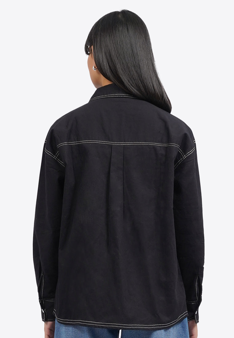 Contrast Stitch Long Sleeve Shirt