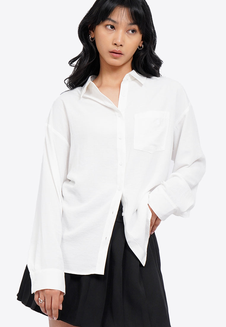 Button Up Long Sleeve Flowing Shirt