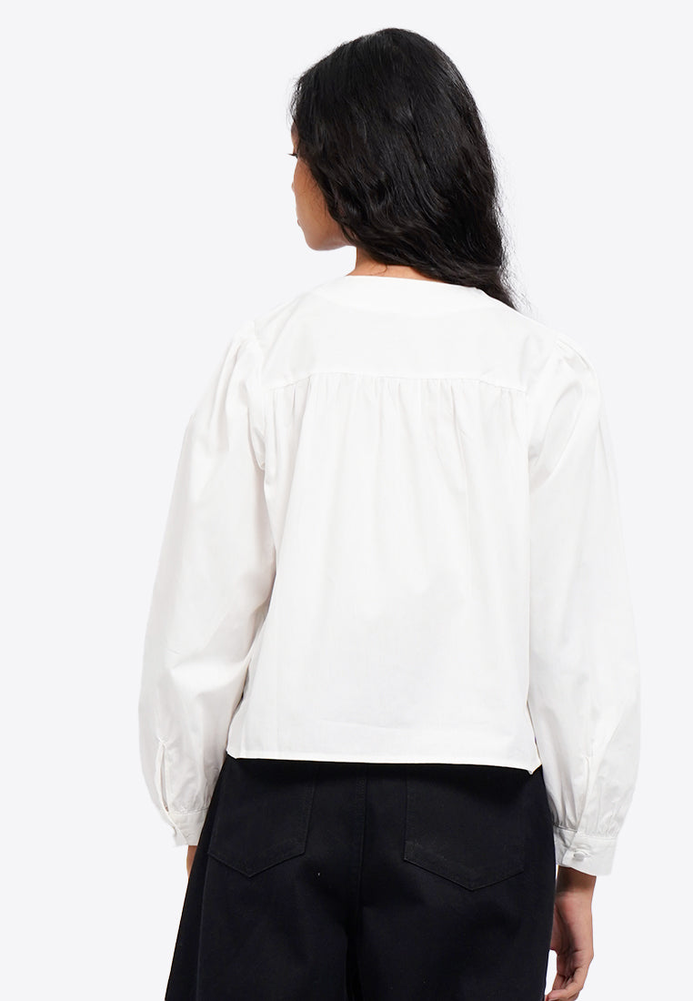 Tied Front Long Sleeve Blouse
