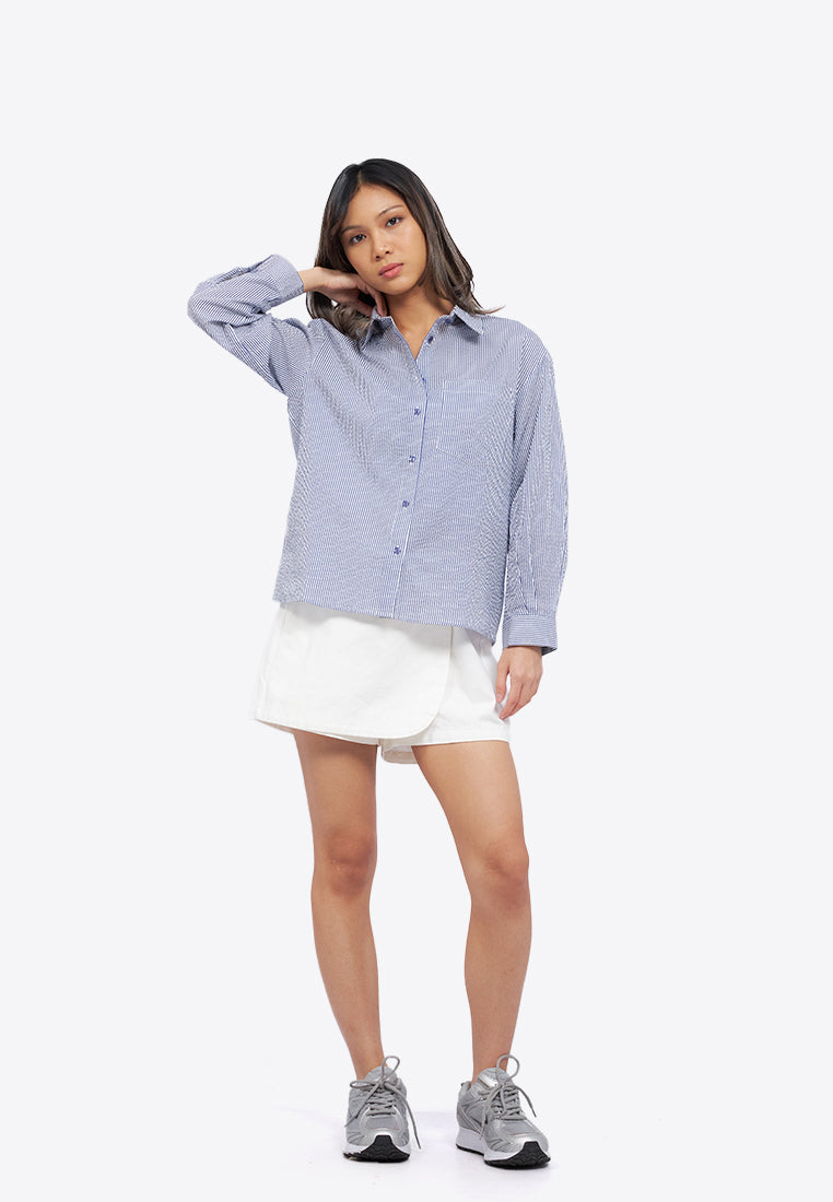Textured Long Sleeve Stripe Shirt